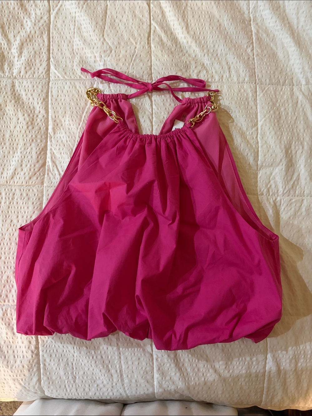 DO+BE Fuchsia Halter Top with Gold Chain Strap
